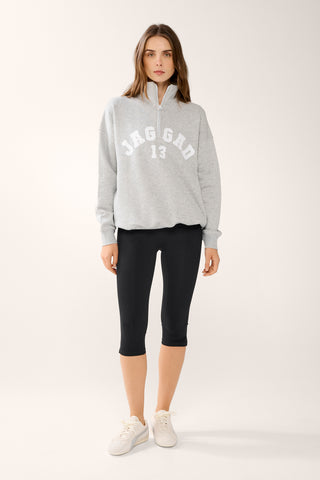 REFORM ZIP-NECK RIB PANEL SIGNATURE SWEATER GREY MARLE