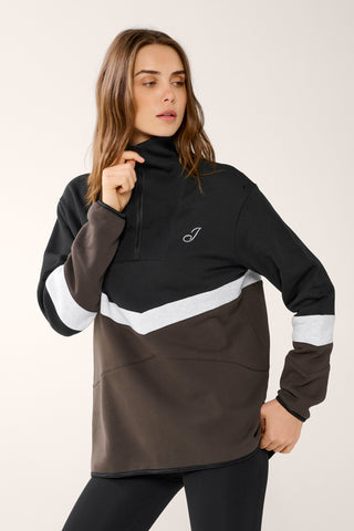 REFORM LONGLINE HALF-ZIP SWEATER ESPRESSO