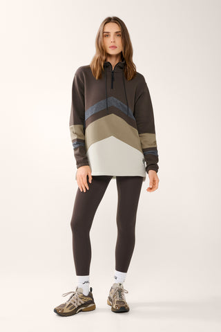 CENTERED LONGLINE HALF-ZIP SWEATER ESPRESSO