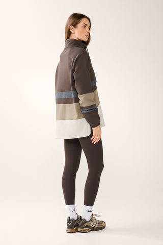 CENTERED LONGLINE HALF-ZIP SWEATER ESPRESSO