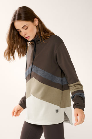 CENTERED LONGLINE HALF-ZIP SWEATER ESPRESSO