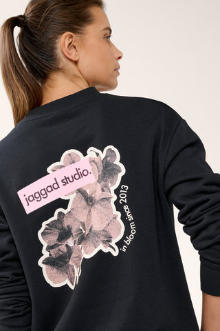 BOTANICAL BOXY SWEATER BLACK