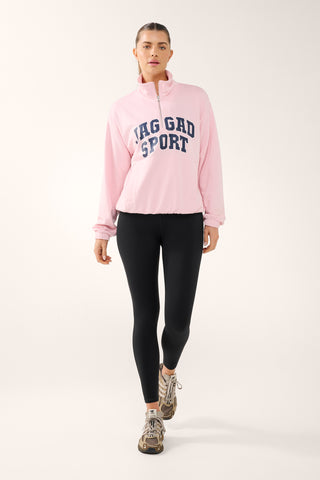 SPORTY ZIP-NECK SWEATER CHALK PINK