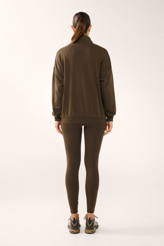 BLOOM HALF-ZIP SIGNATURE SWEATER MOCHA