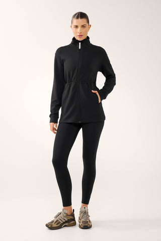 MOMENTUM LONGLINE ZIP-THROUGH SOFTSCUBA BLACK