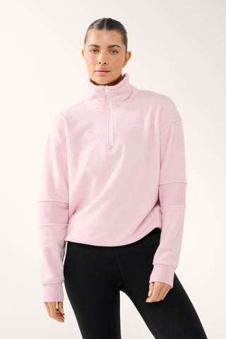 VIVID ZIP-NECK THERMAFLEECE LITE SWEATER PINK