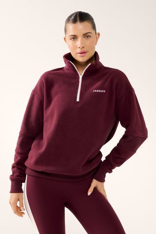 VIVID ZIP-NECK THERMAFLEECE LITE SWEATER CHERRY