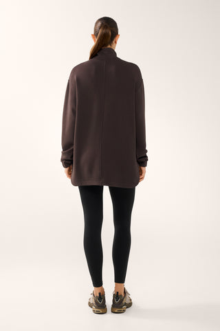 FOUNDATION LONGLINE HALF-ZIP SOFTSCUBA SWEATER COFFEE BEAN