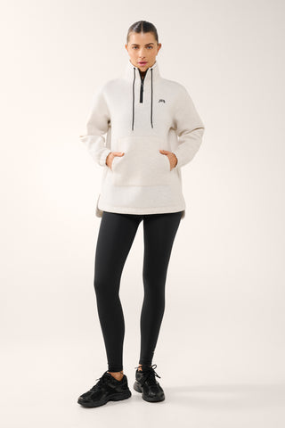 JGD LONGLINE HALF-ZIP SCUBA SWEATER OATMEAL MARLE