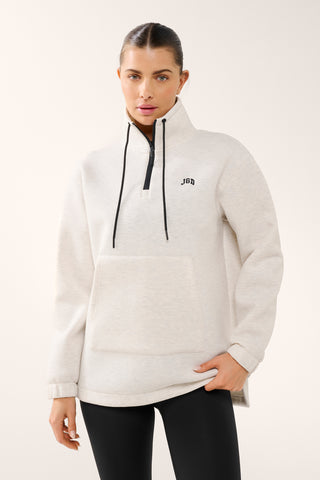 JGD LONGLINE HALF-ZIP SCUBA SWEATER OATMEAL MARLE