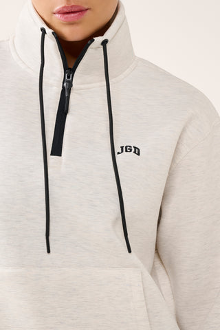 JGD LONGLINE HALF-ZIP SCUBA SWEATER OATMEAL MARLE