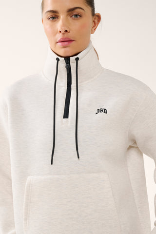 JGD LONGLINE HALF-ZIP SCUBA SWEATER OATMEAL MARLE