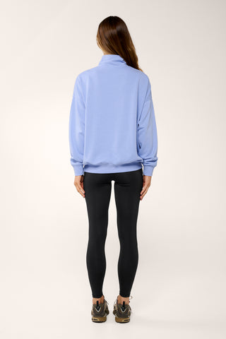 MODE HALF-ZIP SIGNATURE SWEATER CORNFLOWER BLUE