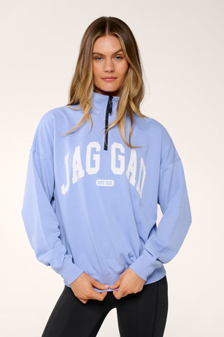 MODE HALF-ZIP SIGNATURE SWEATER CORNFLOWER BLUE