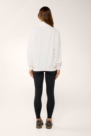 MODE HALF-ZIP SIGNATURE SWEATER OATMEAL MARLE
