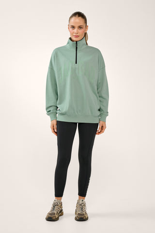MODE HALF-ZIP SIGNATURE SWEATER SAGE