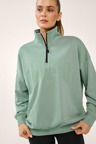 MODE HALF-ZIP SIGNATURE SWEATER SAGE