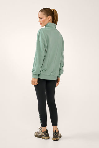 MODE HALF-ZIP SIGNATURE SWEATER SAGE