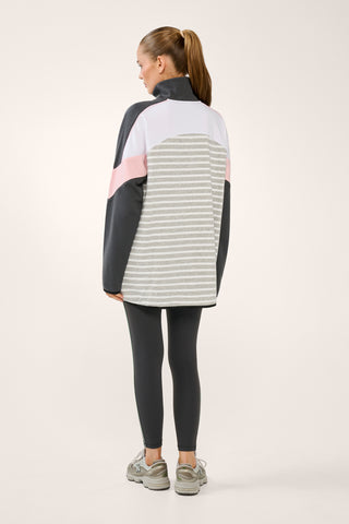AVENUE LONGLINE HALF-ZIP SWEATER GREY MARLE