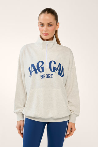 REPLAY HALF-ZIP SIGNATURE SWEATER WHITE MARLE