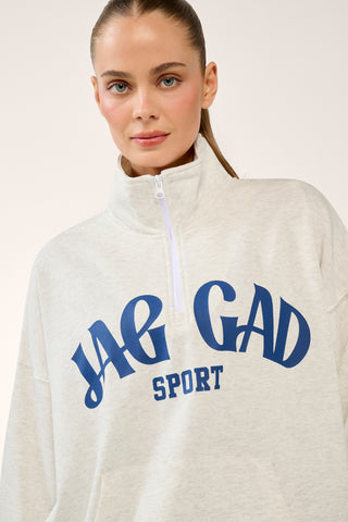 REPLAY HALF-ZIP SIGNATURE SWEATER WHITE MARLE