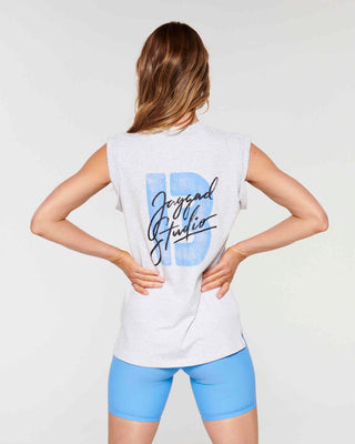 HIGHLAND CUFFED TANK WHITE MARLE