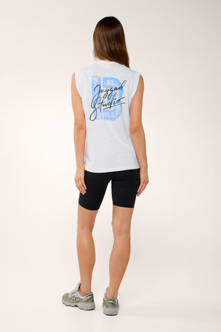 HIGHLAND CUFFED TANK WHITE MARLE