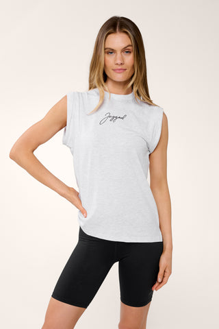 HIGHLAND CUFFED TANK WHITE MARLE