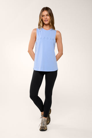 FUSION BLOCK COTTON TANK CORNFLOWER BLUE