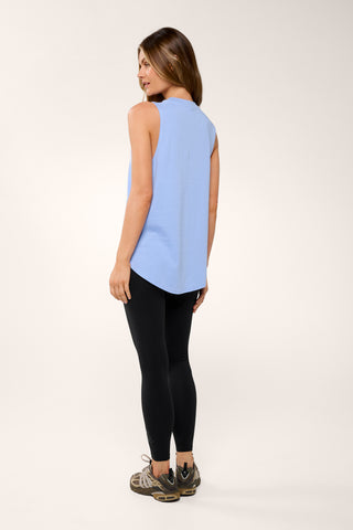 FUSION BLOCK COTTON TANK CORNFLOWER BLUE