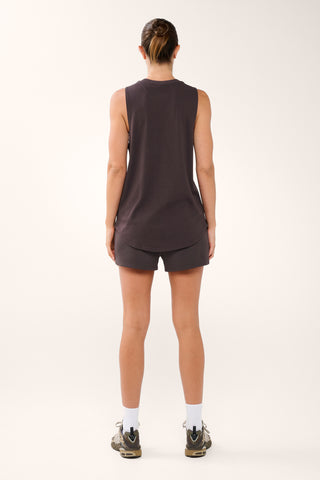 FUSION BLOCK COTTON TANK COFFEE BEAN