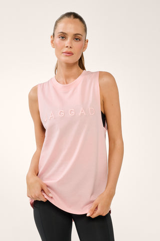 FUSION BLOCK COTTON TANK CHALK PINK