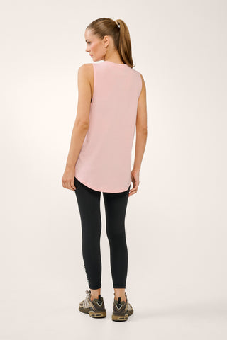 FUSION BLOCK COTTON TANK CHALK PINK