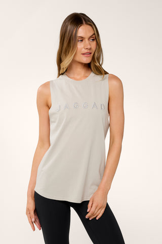 FUSION BLOCK COTTON TANK STONE