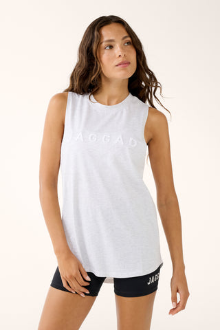 FUSION BLOCK COTTON TANK WHITE MARLE