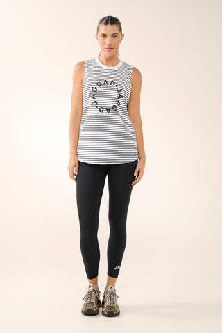 CLASSIC CIRCLE COTTON TANK BLACK STRIPE