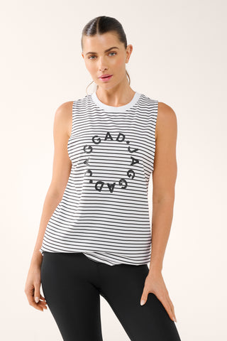 CLASSIC CIRCLE COTTON TANK BLACK STRIPE