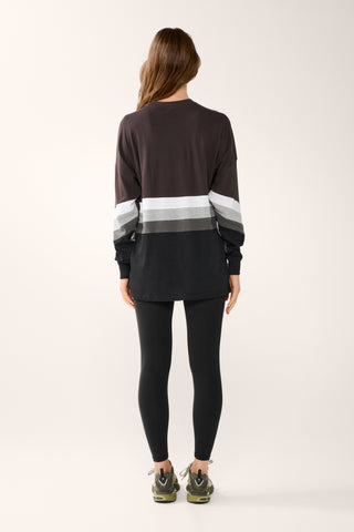 RIO PANELLED OVERSIZED LONG SLEEVE TEE CHOCOLATE