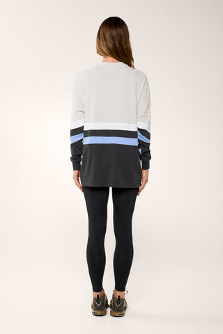 RIO PANELLED OVERSIZED LONG SLEEVE TEE OATMEAL MARLE