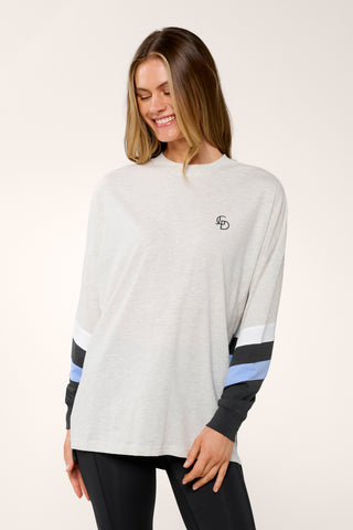 RIO PANELLED OVERSIZED LONG SLEEVE TEE OATMEAL MARLE