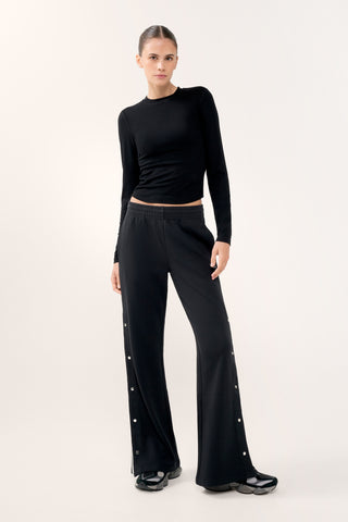 PENINSULA FITTED RIB LONG SLEEVE TOP BLACK