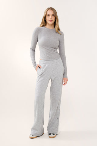 PENINSULA FITTED RIB LONG SLEEVE TOP GREY MARLE