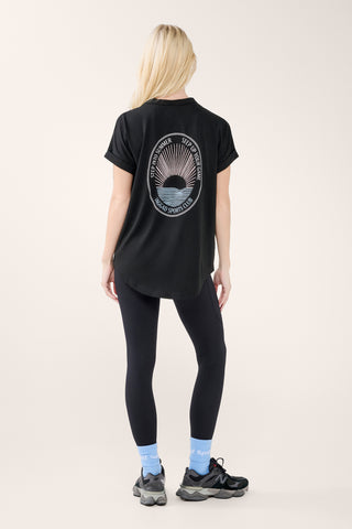 HORIZON CUFFED SLEEVE TEE BLACK