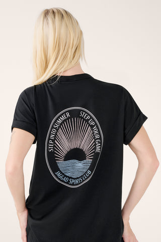 HORIZON CUFFED SLEEVE TEE BLACK