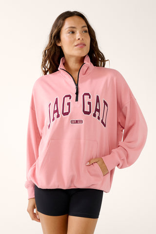 LOVE CLUB STUDIO HALF-ZIP SWEATER BLUSH