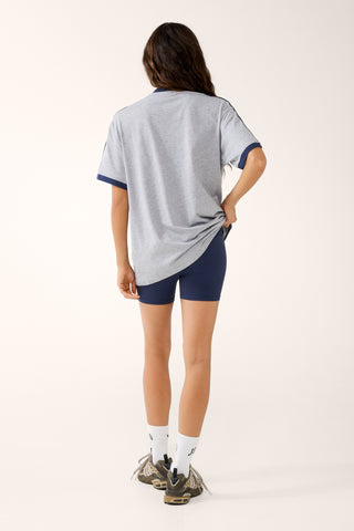 GRADUATE OVERSIZED V-NECK TEE GREY MARLE