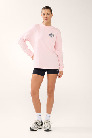 STATIC OVERSIZED LONG SLEEVE DELUXE TEE BARELY PINK