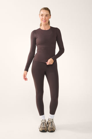 WANDER SOFT LONG SLEEVE TOP COFFEE BEAN