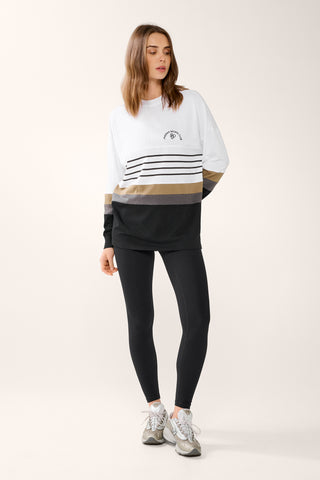 CENTERED PANELLED OVERSIZED LONG SLEEVE TEE BLACK
