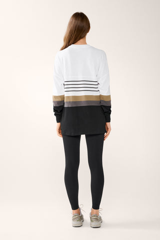 CENTERED PANELLED OVERSIZED LONG SLEEVE TEE BLACK